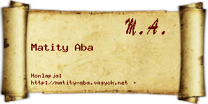 Matity Aba névjegykártya